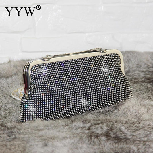 Women Evening Clutch Bag Diamond Clutch Female Silver Day Clutch Wedding