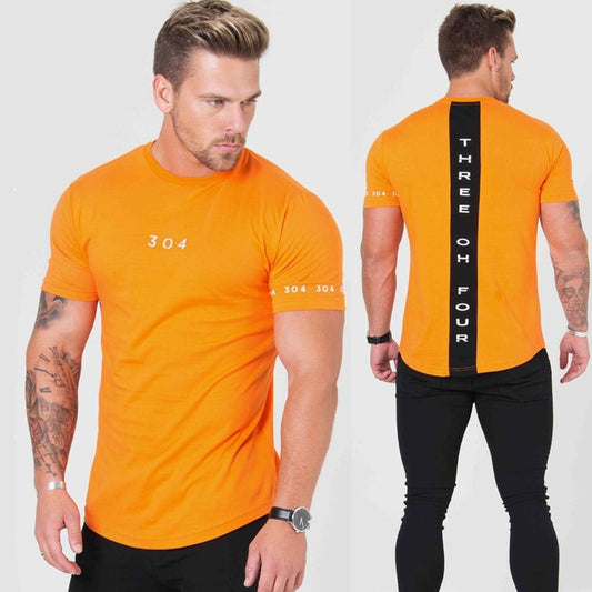 Men Cotton Short Sleeve T-shirt Fitness Slim Patchwork Black Shirt Male Brand