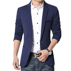 Brand Mens Casual Blazers Autumn Spring Fashion Slim Suit Jacket