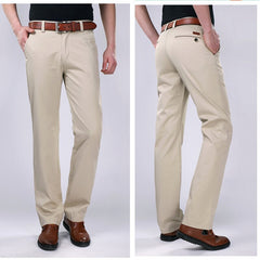 Style Thin Casual Pants Mens Straight Black Khaki Pants Trousers