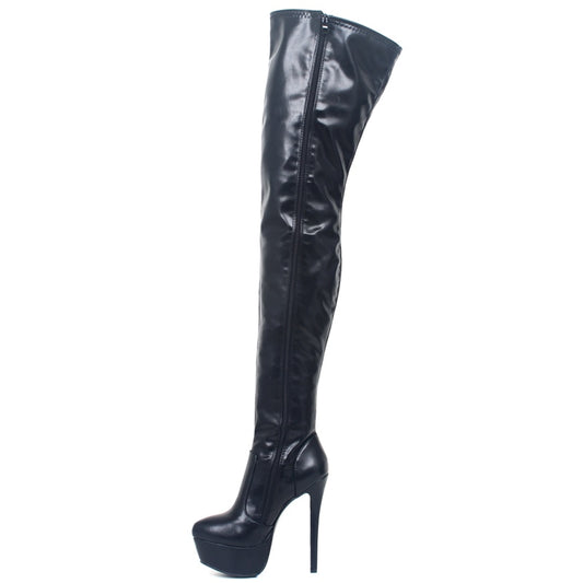 Women Thigh High Boots Super High Thin Heel Platform Boots