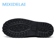 Large Size Motorcycle Boots Men Winter Shoes Warm Waterproof Men Leather Boot
