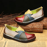 Ladies Female Woman Mother Shoes Flats Genuine Leather Loafers Mixed Colorful