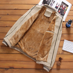 Autumn Mens Bomber Jackets Casual Male Outwear Fleece Thick Warm