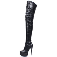 Women Thigh High Boots Super High Thin Heel Platform Boots