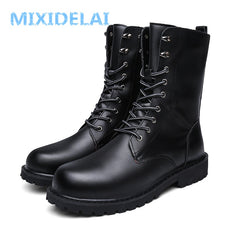 Large Size Motorcycle Boots Men Winter Shoes Warm Waterproof Men Leather Boot