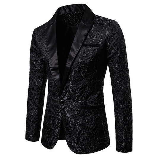 Gold Jacquard Bronzing Floral Blazer Men Brand Mens Patchwork