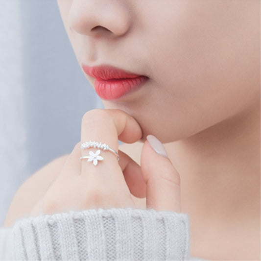 Fresh Flower Silver Color Temperament Personality Literary Fashion Gift Korean