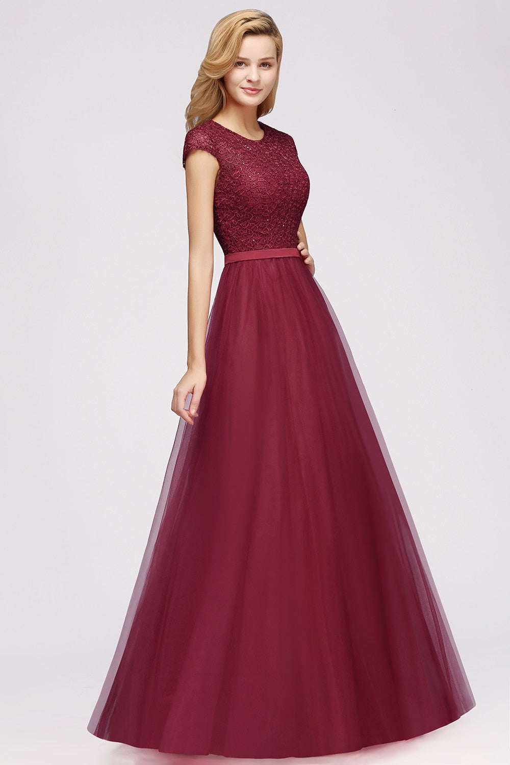 Homecoming Dresses: Tulle Long Prom Dresses With Sequins Diamonds Crystal Scoop