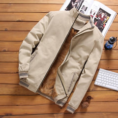 Autumn Mens Bomber Jackets Casual Male Outwear Fleece Thick Warm