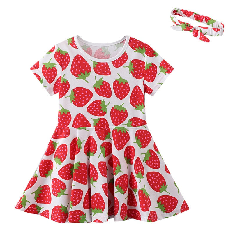 Jumping Meters Baby Girls Short Sleeve Dresses Cotton Clothes