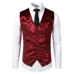 Gold Steampunk Vest Men Suit Gilet Homme Wedding Sleeveless Slim Fit