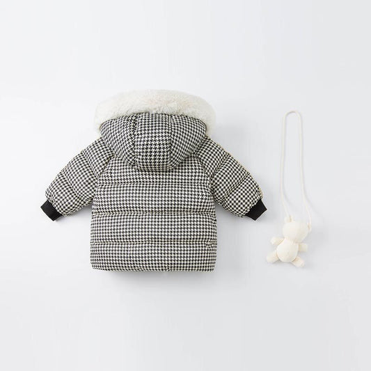 winter baby girls plaid down coat children