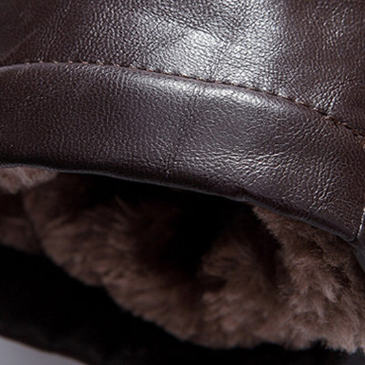 Winter Fur Men's Leather Jacket Fashion Wool Genuine Leather Jacket