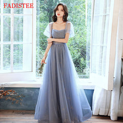 Homecoming Dresses: Square Collar Prom Dresses A-line Floor Length Gowns
