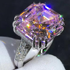 Luxury Solid 925 Sterling Silver 3EX Asscher Cut 10CT VVS D Color Created