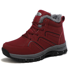 Winter Women Men Boots Plush Leather Waterproof Sneakers