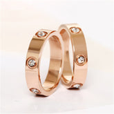 Trendy Stainless Steel Rose Gold Color Love Ring for Women Men Couple