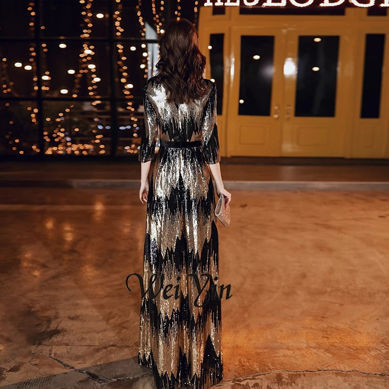 Evening wear Dresses: Long Evening Dress Elegant Zipper Women Party Dresses