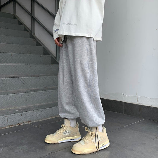 Men Japanese Streetwear Solid Baggy Joggers Pants Man