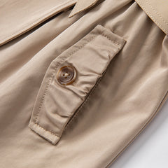 spring kids girls fashion solid button pockets hooded coat