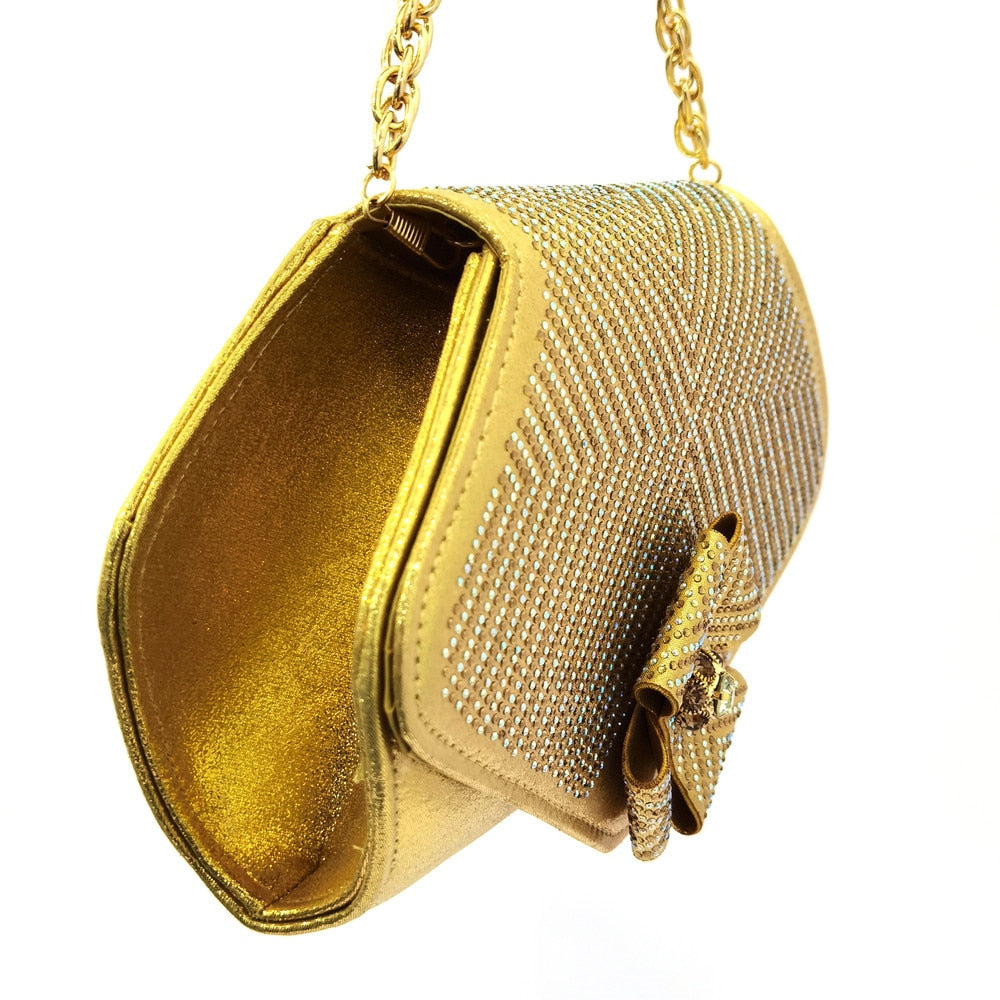 Italian Ladies Shoe and Bag Set Decorated with Rhinestone Italian Shoes