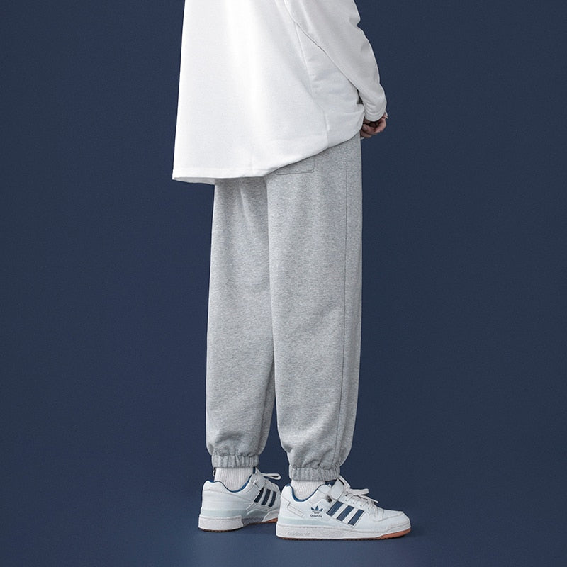 Fashion Sweatpants Autumn Light Gray Baggy Wide-leg Pants