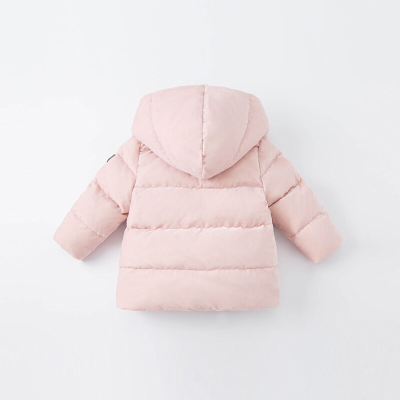 winter baby girls fashion floral hooded down coat children white