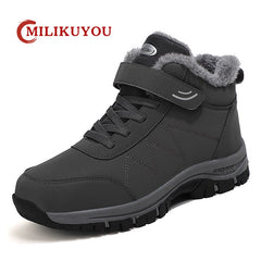 Winter Women Men Boots Plush Leather Waterproof Sneakers