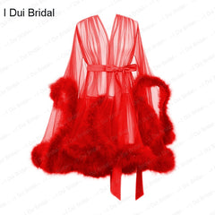Homecoming Dresses: Robe Edging Dressing Gown Bridal Boudoir Sheer