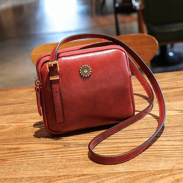 Vintage Style Shoulder Bag Simple Square Crossbody Bags For Women