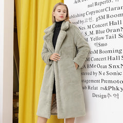 Women Winter Warm Faux Fur Coat Thick Women Long Coat Turn Down