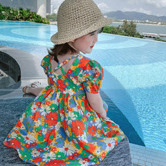 Girls Dress Strap Hollow Embroidery Casual Sleeveless Party Princess Dress
