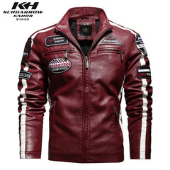Fashion Casual Leather Embroidered Aviator Jacket In Winter Velvet Pu Jacket