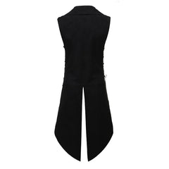 Men's Black Gothic Steampunk Velvet Vest Medieval Victorian Double Breasted
