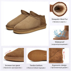 Nature wool real fur mini ankle winter Casual women snow boots