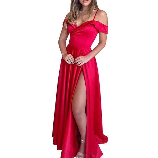 Homecoming Dresses: Plus size satin red prom party evening dresses