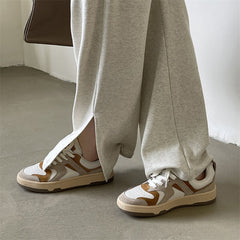 Flats Sneakers Women Shoes Natural Genuine Leather Flat Platform
