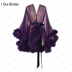 Homecoming Dresses: Robe Edging Dressing Gown Bridal Boudoir Sheer