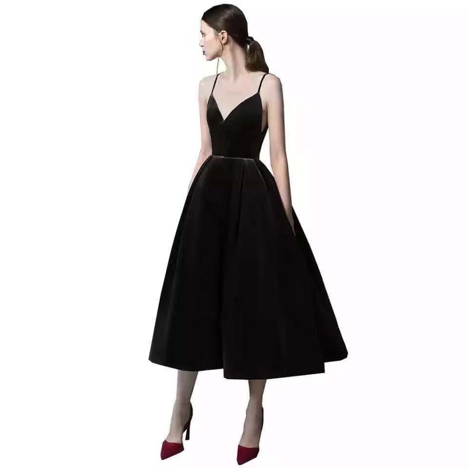 Homecoming Dresses: Plus size customized Elegant Velvet Women Party Dress V Neck