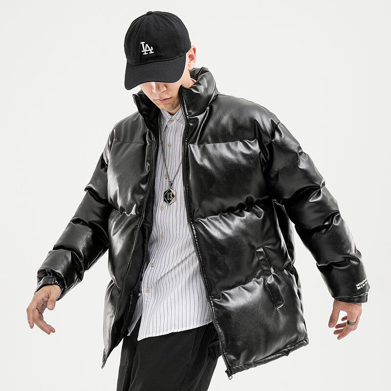 Woodvoice Winter Jacket Men Casual Wear Padded Warm Coat Male PU