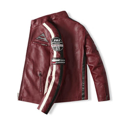 Fashion Casual Leather Embroidered Aviator Jacket In Winter Velvet Pu Jacket