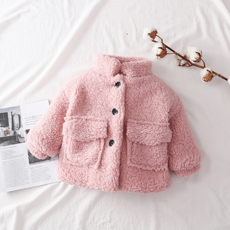 Fashion Baby Girl Boy Winter Jacket Thick Lamb Wool Infant Toddler