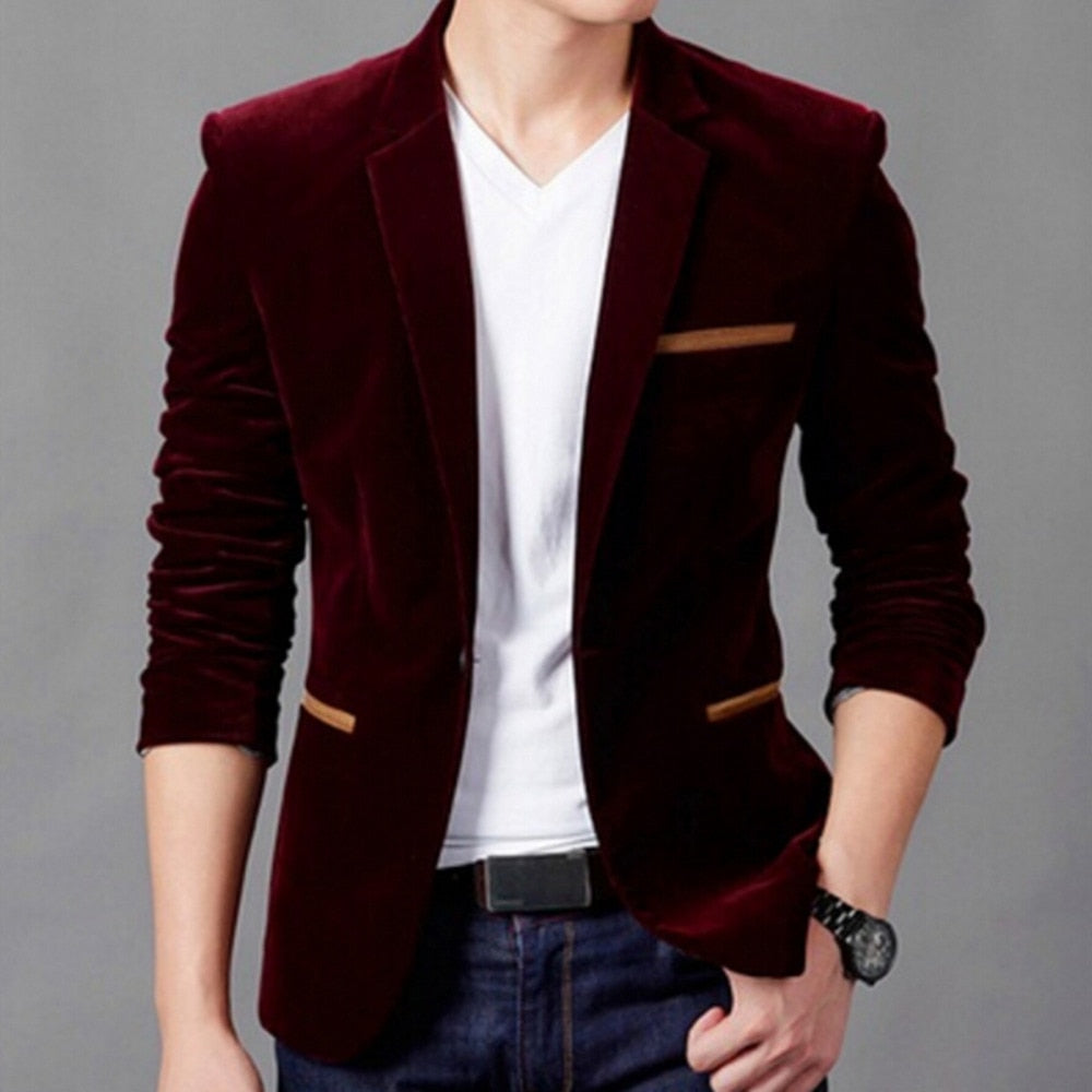 Luxury Men Blazer Autumn Fashion Brand High Quality Classic Business Coat