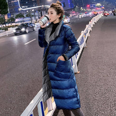 Women Double Sided Down Long Jacket Winter 90% White - 90shopping Co LLC