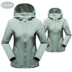 Unisex Reversible Hoodie Women Pullover Sweatshirts Winter Warm Polar/Coral Coats