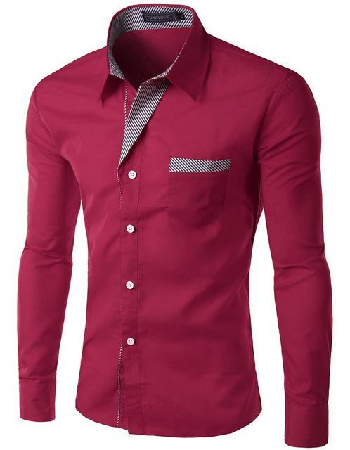 Fashion Camisa Masculina Long Sleeve Shirt Men Slim fit
