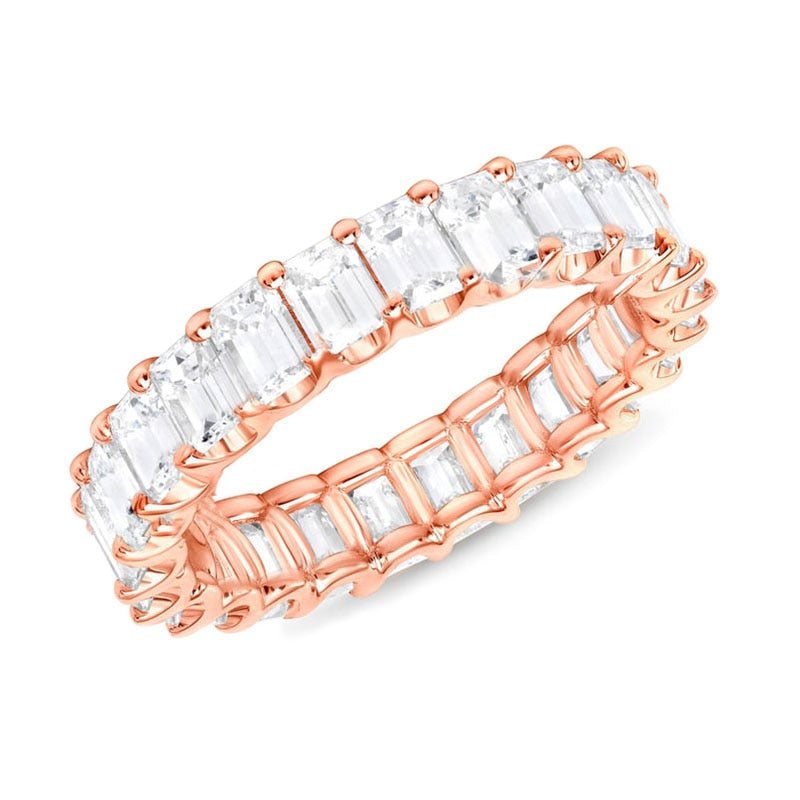 Huitan Luxury Micro Paved Square Cubic Zirconia Promise Love Rings for Women
