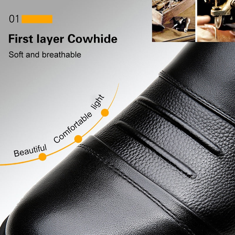 Winter Mens Shoes Fashion Men Genuine Leather Casual Shoes Business Plus