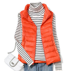 Ultra Light Down Vest Women Short Vest Windproof Lightweight Warm Waistcoat